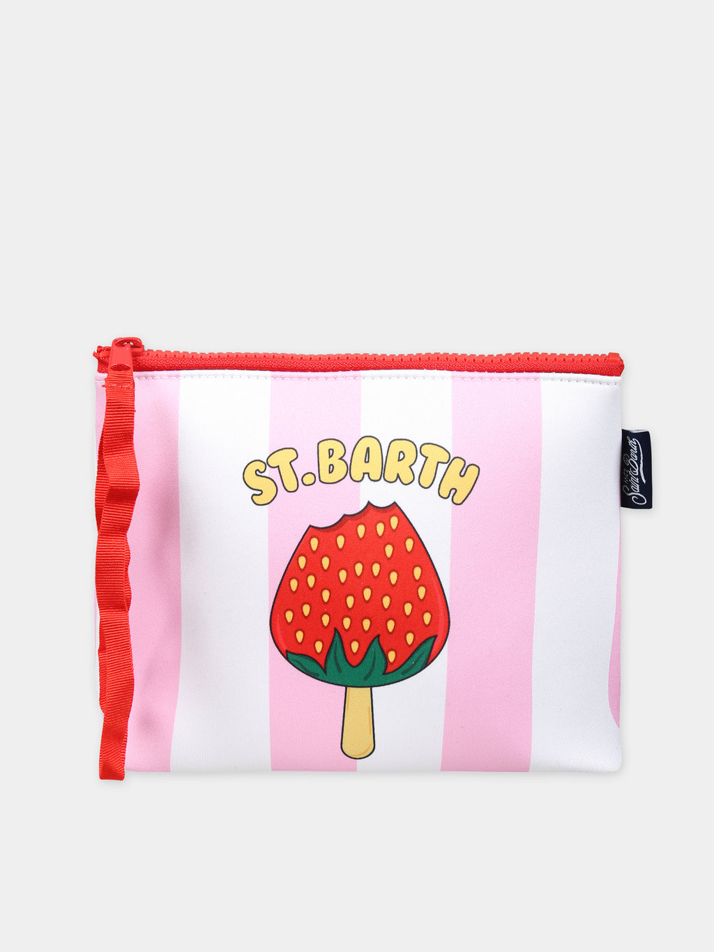 Pink cluch bag for girl with strawberry print